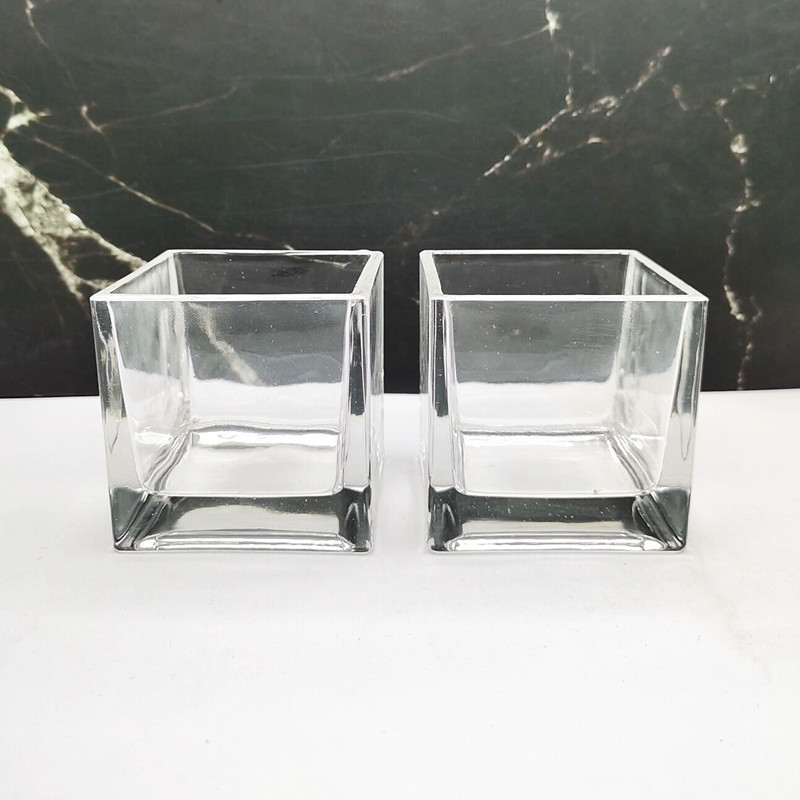 Square Cube printing hot sale glass candle holders/Glass jars/sqaure votive candle jars