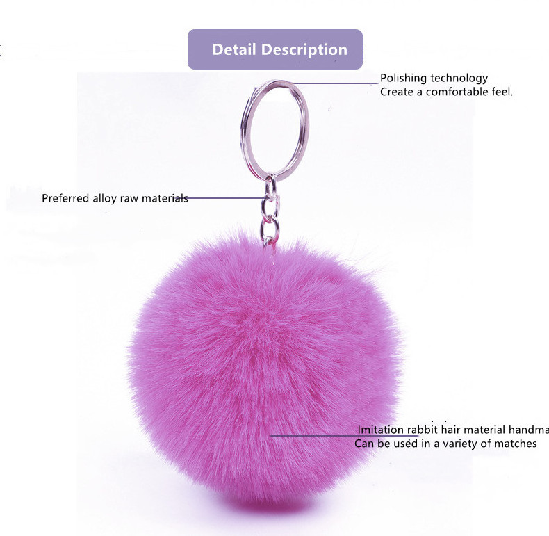 2024 Wholesale bag accessories lovely puffs key chain key chain fluffy key chain custom