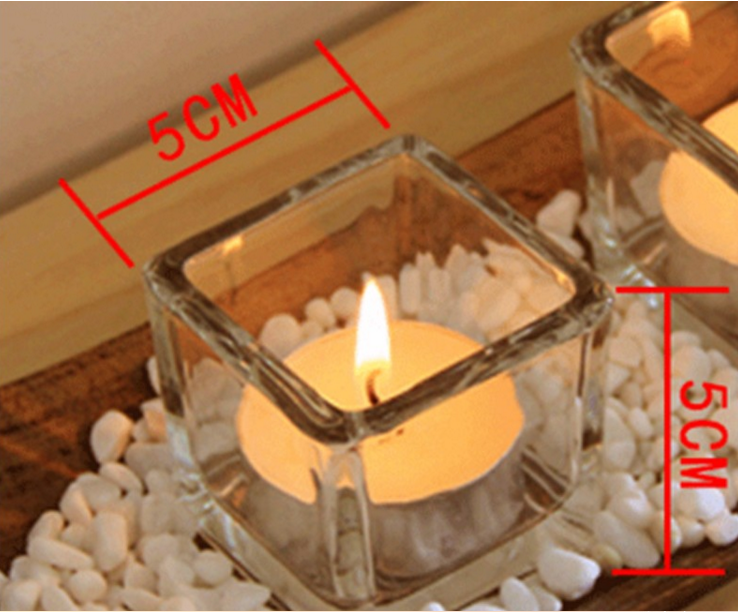 Square Cube printing hot sale glass candle holders/Glass jars/sqaure votive candle jars