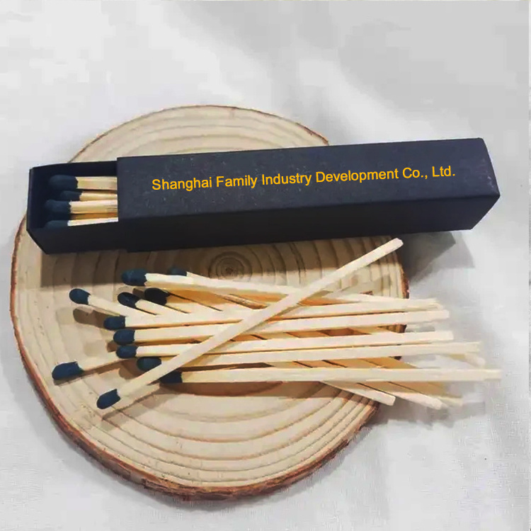 Safety Black 4 inch Match Boxes And Match Colors Can Be Customized Flat Wooden Stick Bright Matches