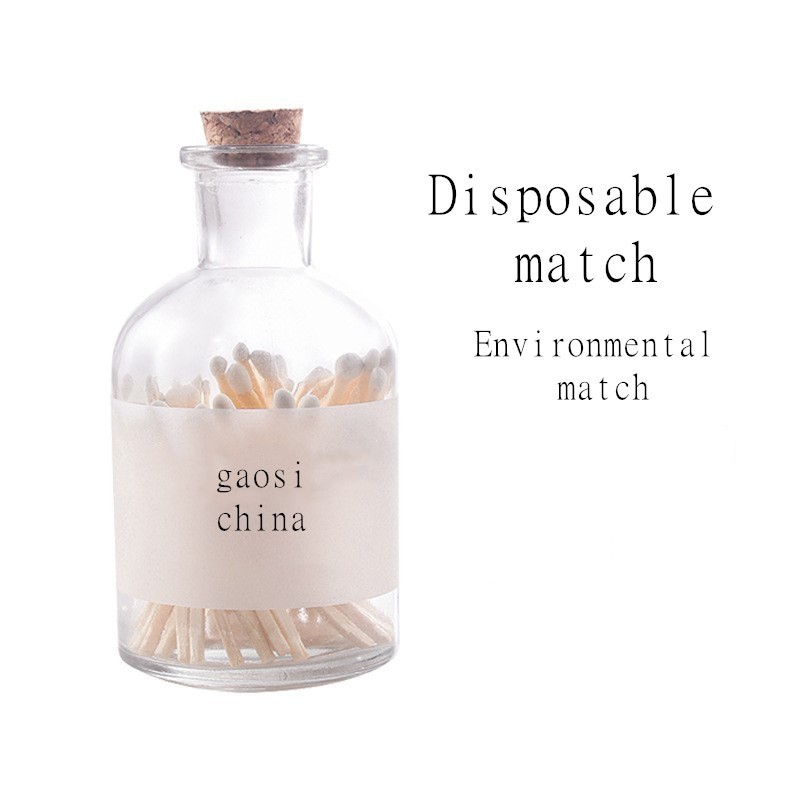 50-piece Matchsticks Custom Pink White Black Tips Matches in Glass bottle for Scented Candle