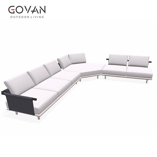 Modern leisure patio furniture sets hotel villa outdoor garden aluminum and outdoor belt rope woven composition sofa