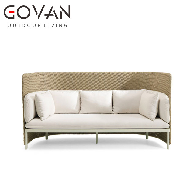 Luxury High Back Rattan Garden Furniture Sofa Plastic outdoor synthetic rattan sofa set