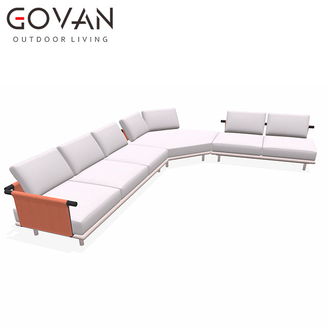 Modern leisure patio furniture sets hotel villa outdoor garden aluminum and outdoor belt rope woven composition sofa