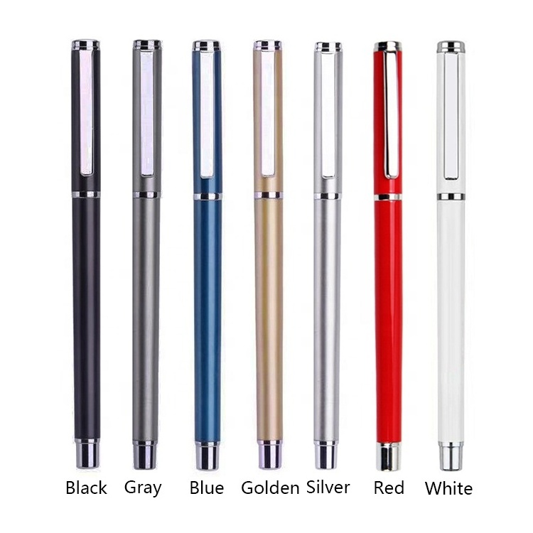 Low MOQ Metal Ballpoint Pen Stainless Steel Penholder Ball Point Gel Ink Promotional Pens