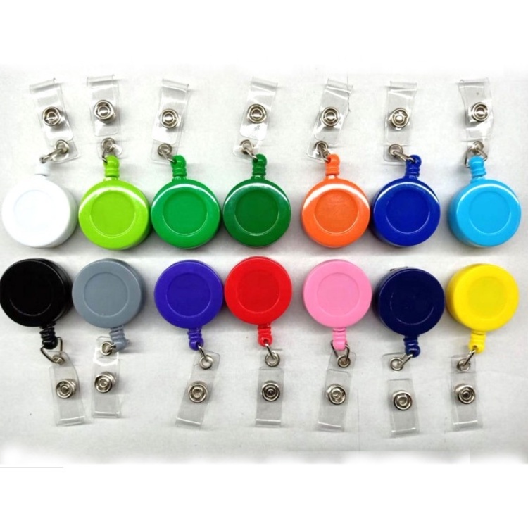 Colourful Round Shaped Plastic Retractable Badge Holder Reel Multi-Color YoYo ID Clip