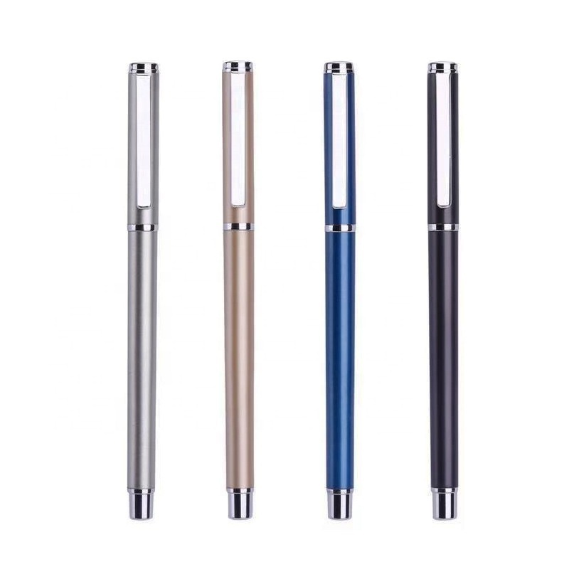 Low MOQ Metal Ballpoint Pen Stainless Steel Penholder Ball Point Gel Ink Promotional Pens