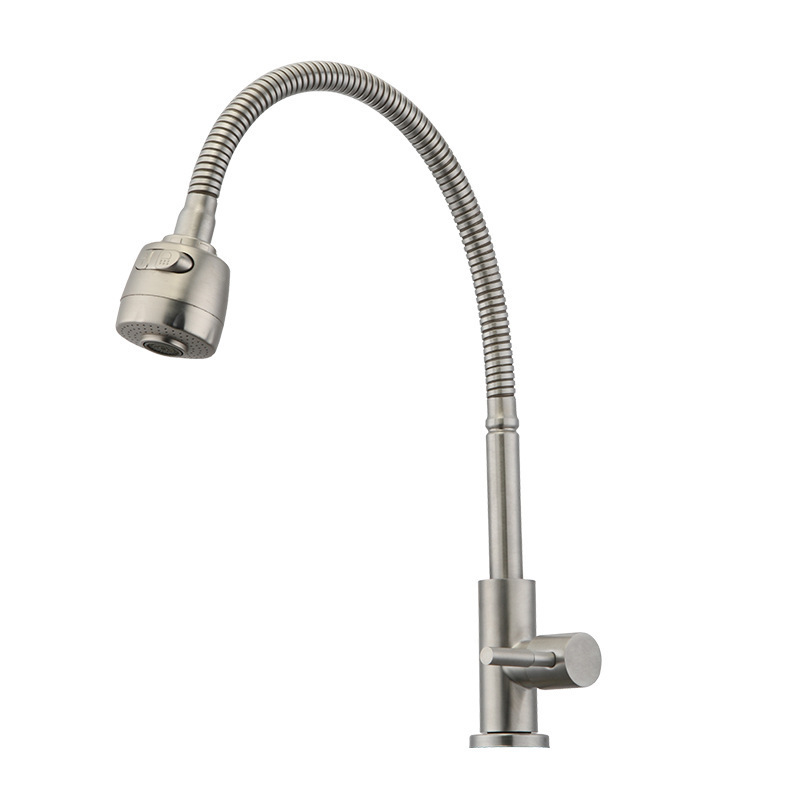 Best Price Stainless Steel SUS304 Single Water Flexible Gooseneck Sprayer Cold Tap Kitchen Faucet