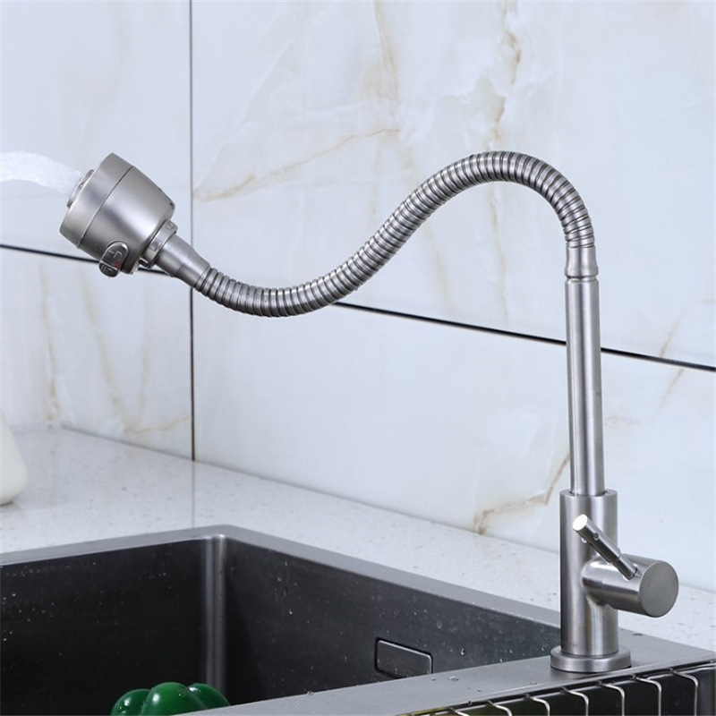 Best Price Stainless Steel SUS304 Single Water Flexible Gooseneck Sprayer Cold Tap Kitchen Faucet