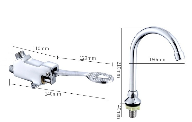 Peru Sri Lanka India Brass Foot Pedal Tap Hands Free Control Anti Bacterica Basin Faucet For Hospital