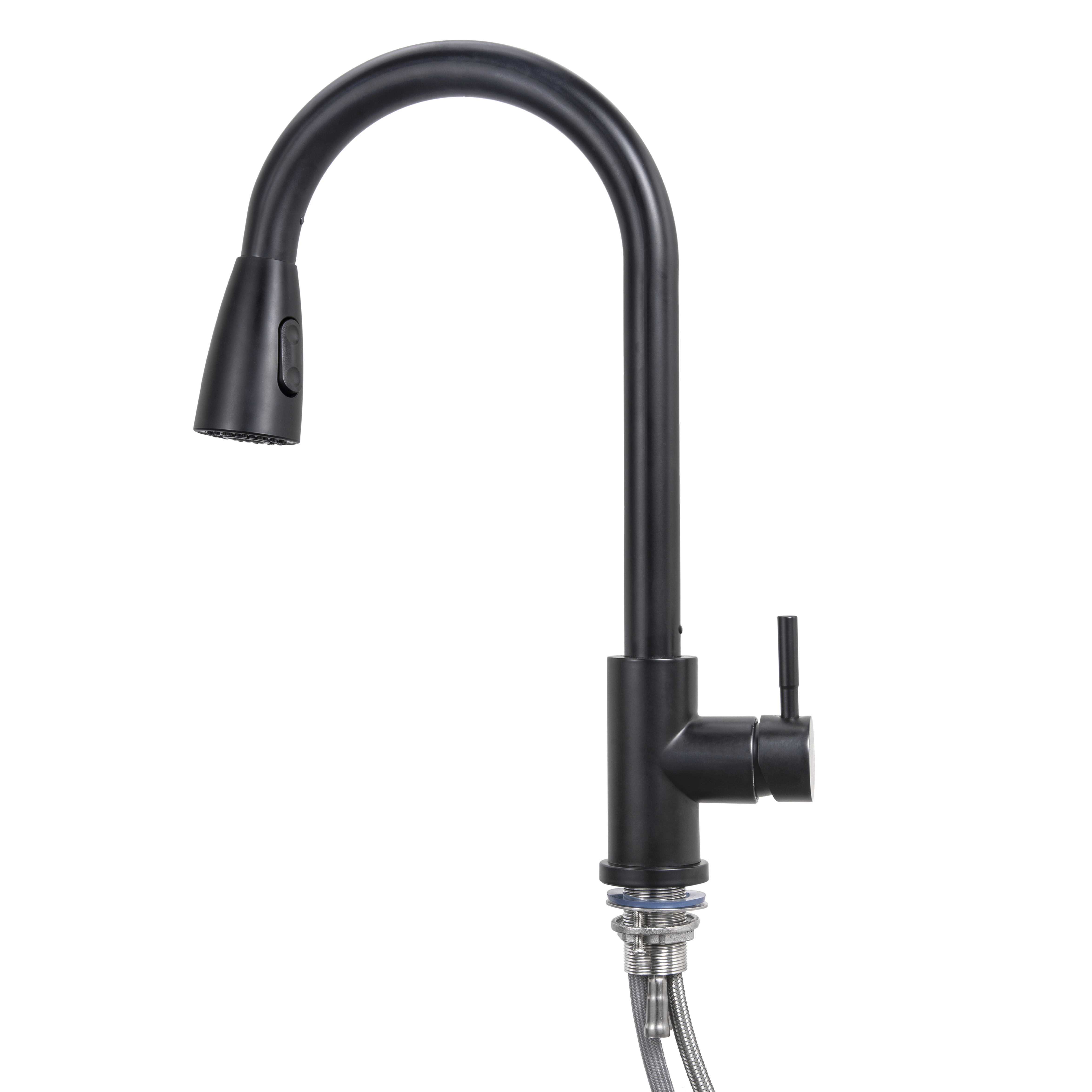 Kitchen Sink Faucet with Pull Down Sprayer Stainless Steel Matte Black Kitchen Faucets with Side Single Handle