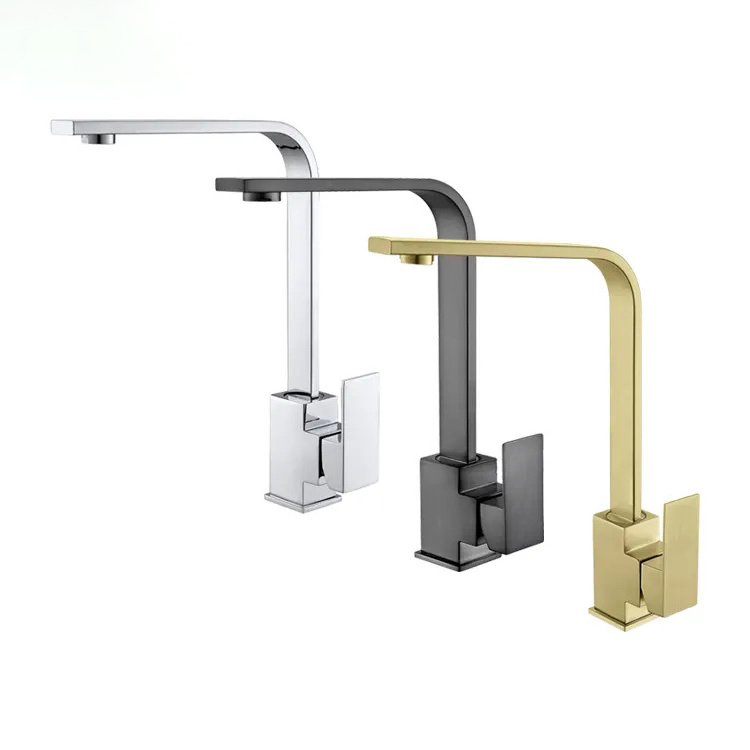 Commercial Stainless Steel Farmhouse Bar Sink Square Single Hole Brushed Gold Kitchen Faucet