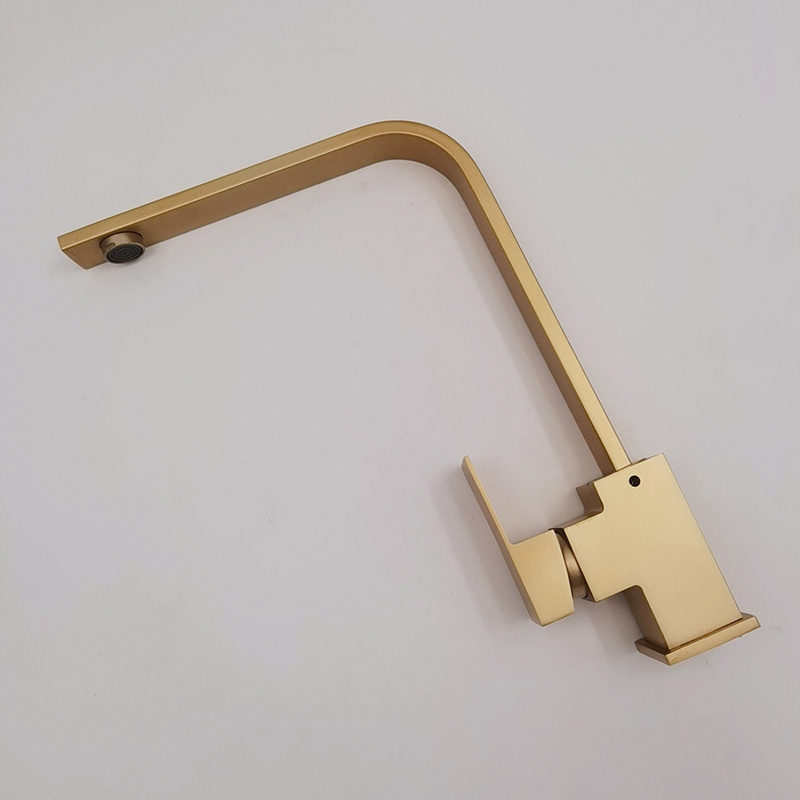 Commercial Stainless Steel Farmhouse Bar Sink Square Single Hole Brushed Gold Kitchen Faucet