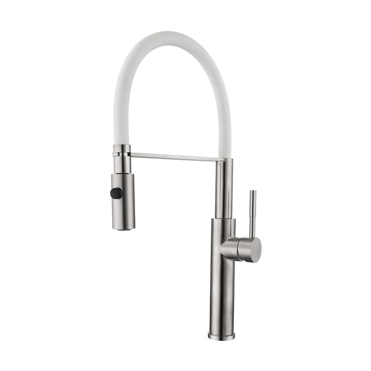 Stainless Steel 304 Matte White Finish High End Kitchen Water Faucet Mixer Tap Pull Out Kitchen Faucet