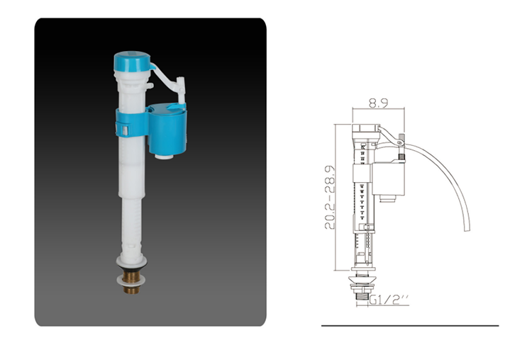 Hot sales water tank fittings fill valve high pressure POM brass adapter  bottom inlet valve for toilet