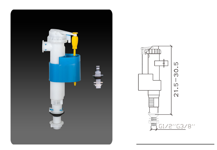 Hot sales water tank fittings fill valve high pressure POM brass adapter  bottom inlet valve for toilet