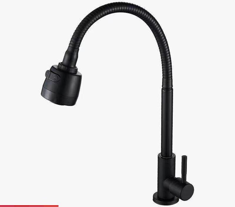 Flexible Kitchen Faucet Pull Out Handle Free Stand Cold Tap SUS304 Black Water Flexible Kitchen Faucet