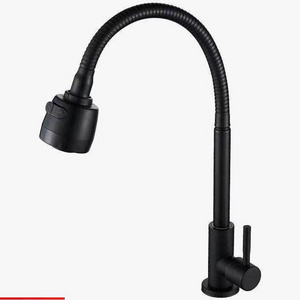 Flexible Kitchen Faucet Pull Out Handle Free Stand Cold Tap SUS304 Black Water Flexible Kitchen Faucet