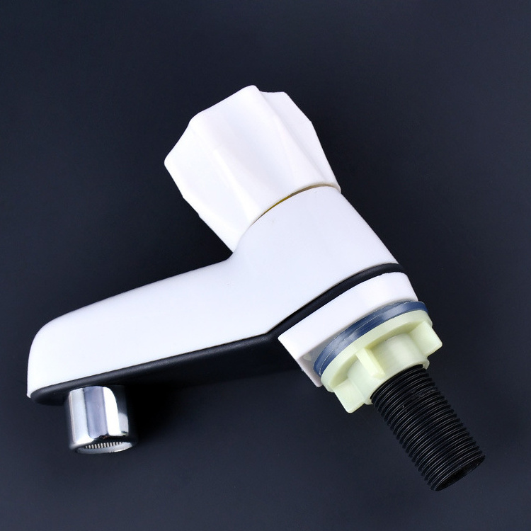 Hand Wash Sink Tap White PVC Plastic PP Single Cold Fast Open Basin Water Tap Bathroom Faucet