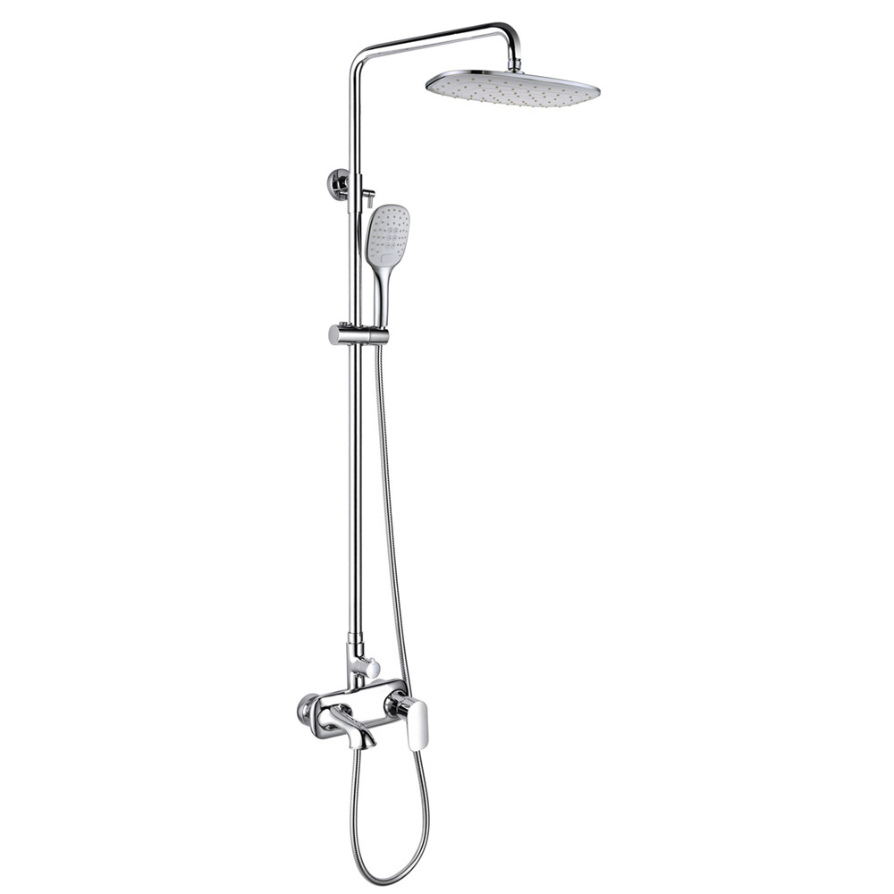 Bathroom Shower Kit Chrome Rain Shower Set Wanhai Cartridge Wall Mixer Shower Set Brass