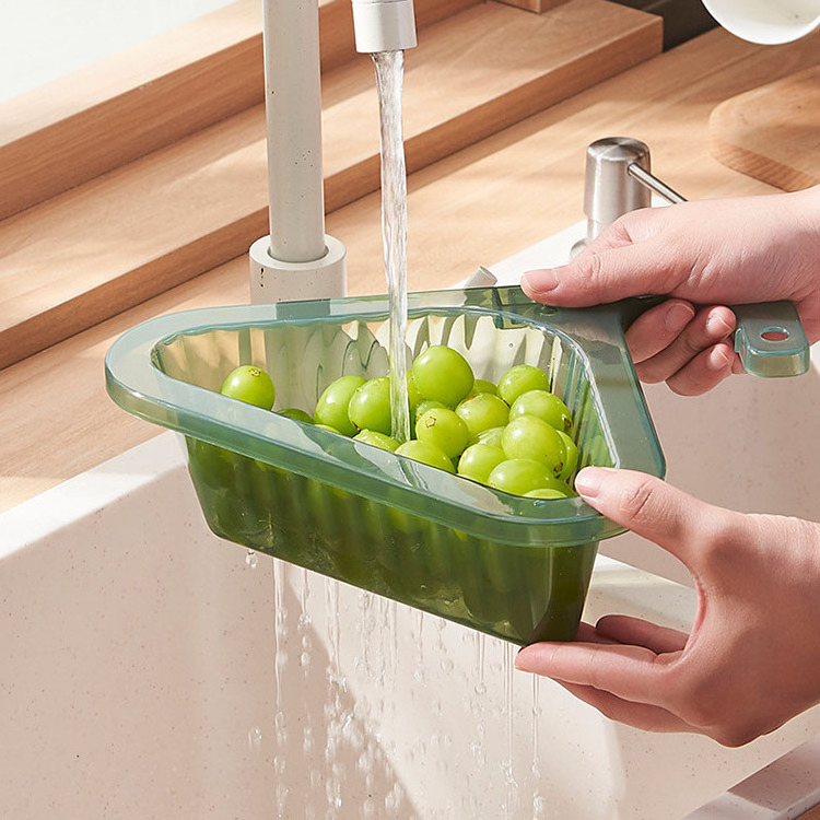 New Punch-free Kitchen Faucet Wash Basin Triangular Drain filtration residue storage Basket Sink rack