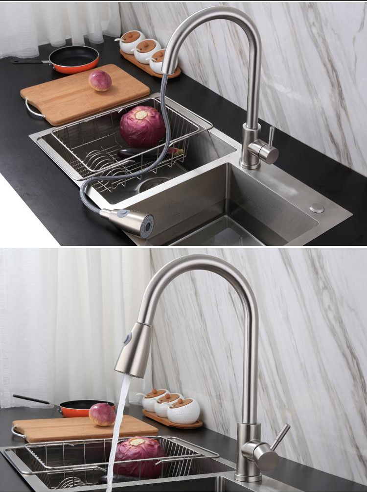 Cheap Hot sale 304 Stainless Steel Kitchen Faucet Pull-Down Sprayer for Sink with Extendable Hose Scratch Resistant Sink Faucet