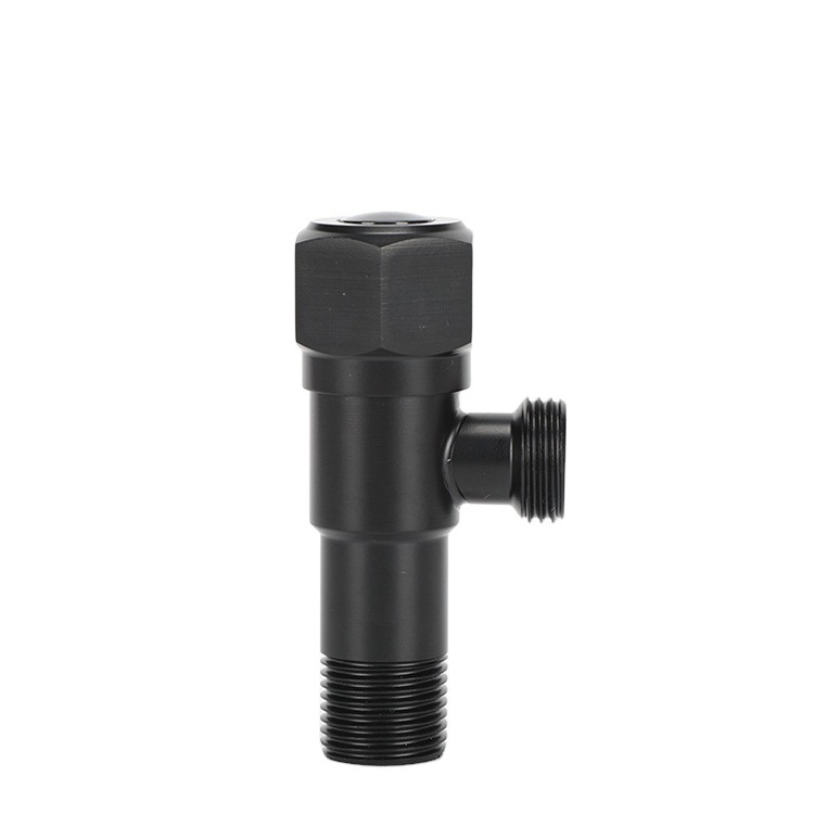 Hexagonal Corner Valve Two Way Faucet Water Tap Lead Free Stainless Steel Black Angle Valve Tap