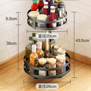 Spice Spinner Two-Tiered Spice Organizer Holder That Saves Space, Organized Within Reach With Dual Spin Turntables