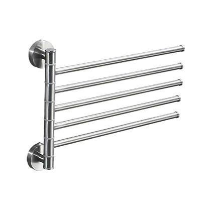 Nordic Hot Sale Stainless Steel 304 Towel Hanger Rod Satin Silver Towel Rack Wall Mounted Towel Bars Hook 5arm For Bathroom