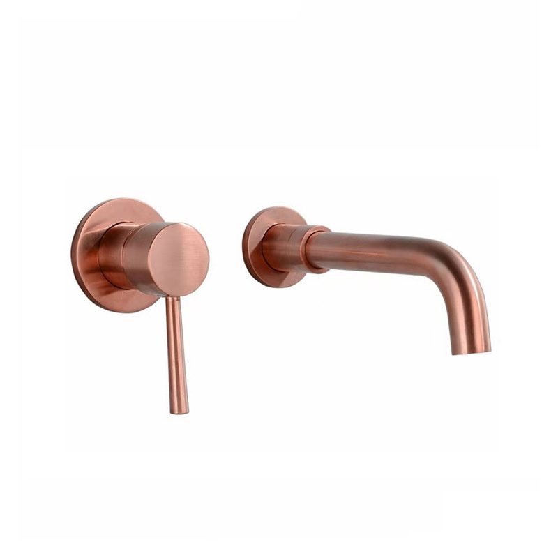 Two Hole grifos Wall Faucet Basin Mixer Tap Brass Brushed ORO Rose Gold in Wall Basin Faucet For Bathroom