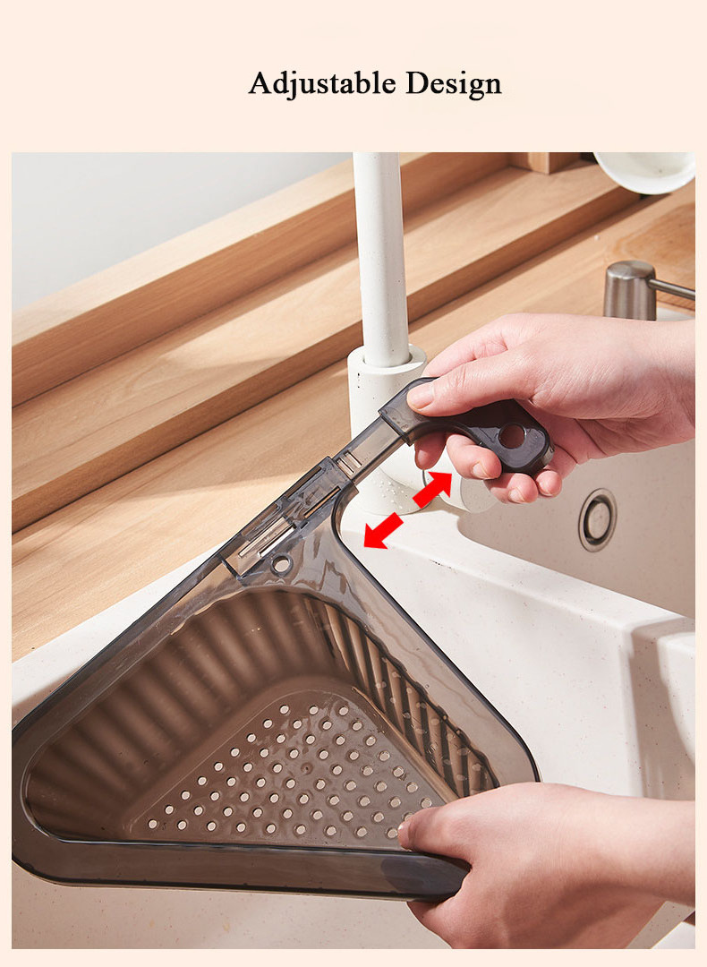 New Punch-free Kitchen Faucet Wash Basin Triangular Drain filtration residue storage Basket Sink rack