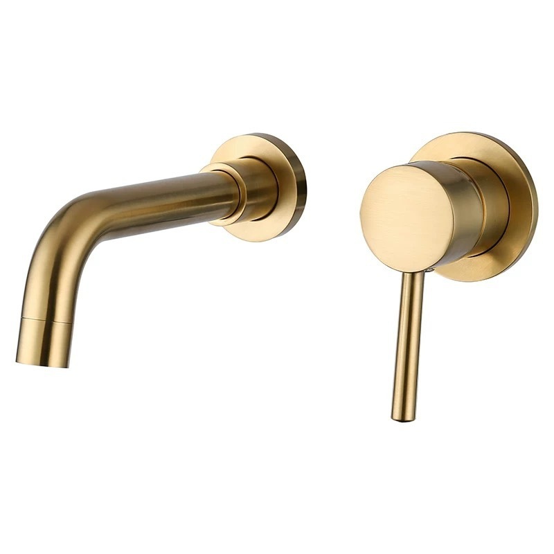 Two Hole grifos Wall Faucet Basin Mixer Tap Brass Brushed ORO Rose Gold in Wall Basin Faucet For Bathroom