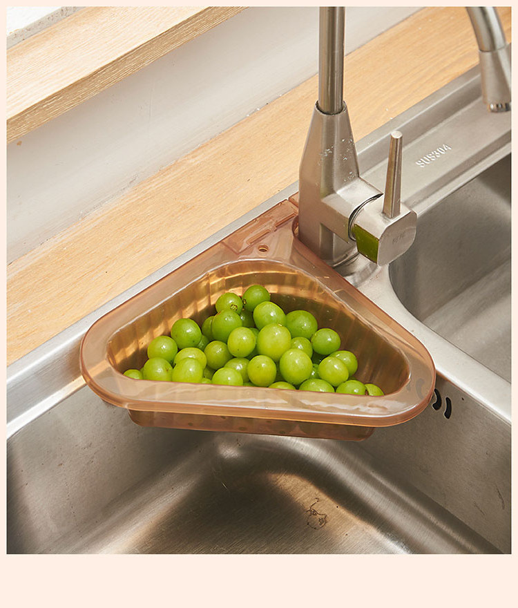 New Punch-free Kitchen Faucet Wash Basin Triangular Drain filtration residue storage Basket Sink rack