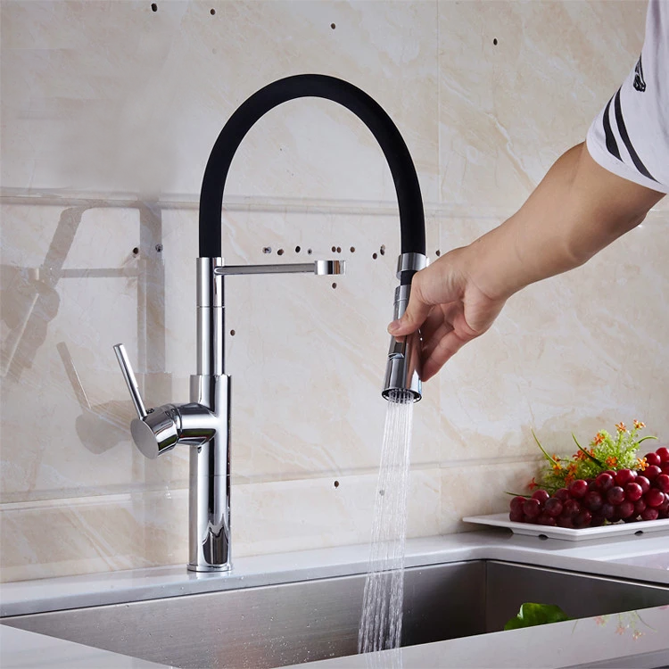 2022 Flexible ABS Rubber Plastic Neck Stainless Steel Body Kitchen Sink Mixer Tap White Faucets Rotatable