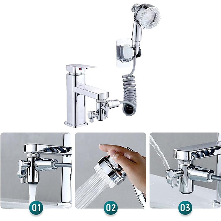 Laundry Bathroom Kitchen Hand Shower Sink Hose Sprayer Shower Head Attaches To Tub Faucet Dog Bathing Hose Shower Set