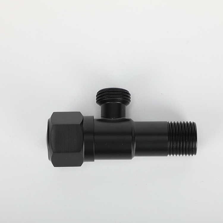 Hexagonal Corner Valve Two Way Faucet Water Tap Lead Free Stainless Steel Black Angle Valve Tap