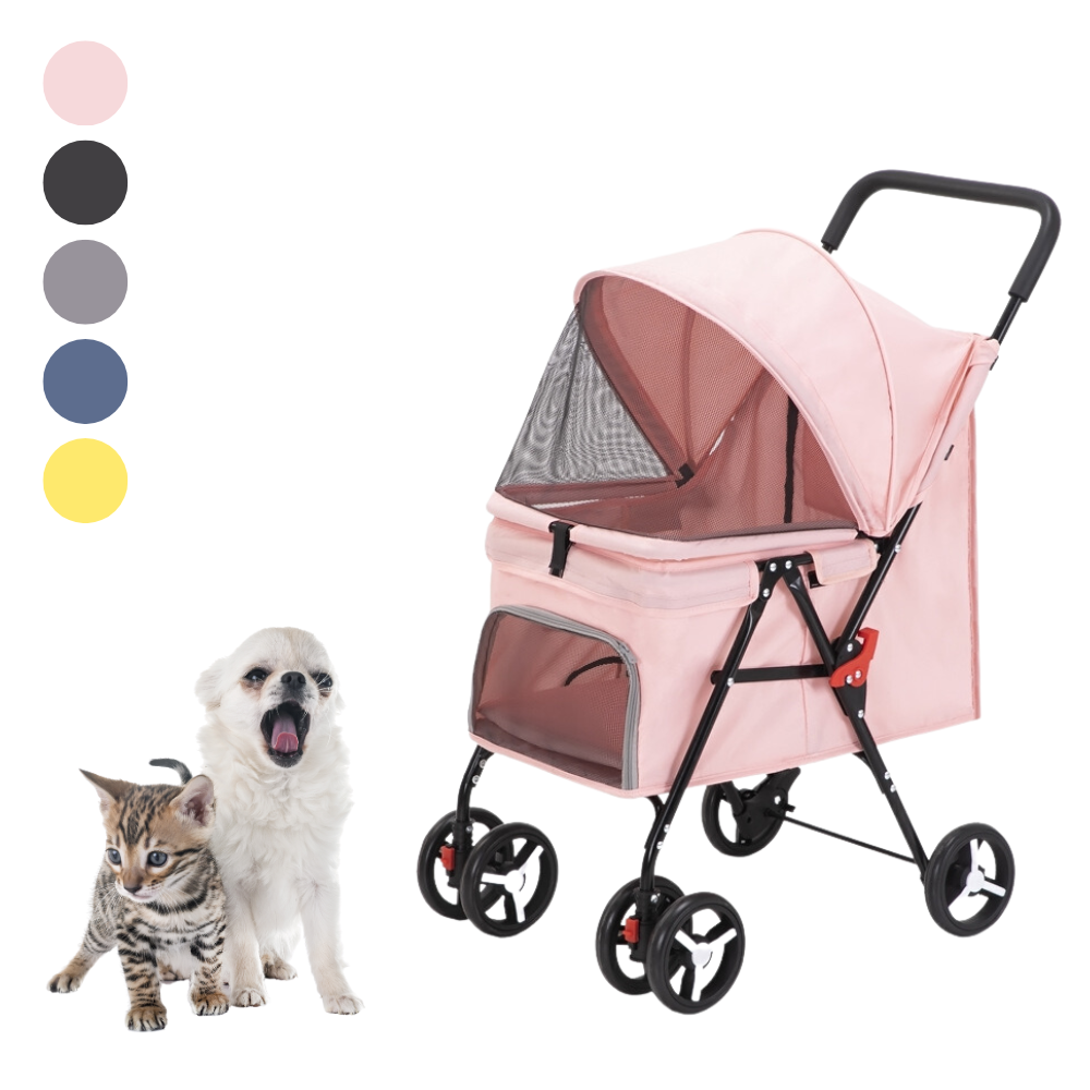 Wholesale Folding Cat Dog Travel Carrier 4 Wheel Pet Stroller with Extra Pocket