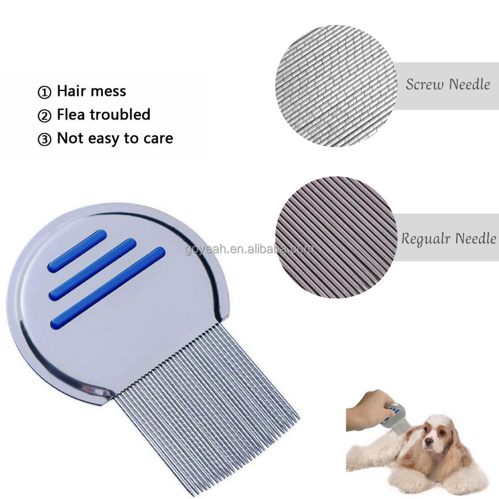 Stainless Steel Head Pet Lice Comb Screw Thread Needle Flea Removal Comb