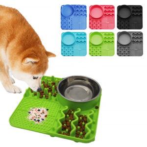 Multifunctional Silicone Pet Slow Feeder Anti-Slip Suction Dog Lick Mat with Stainless Steel Bowl