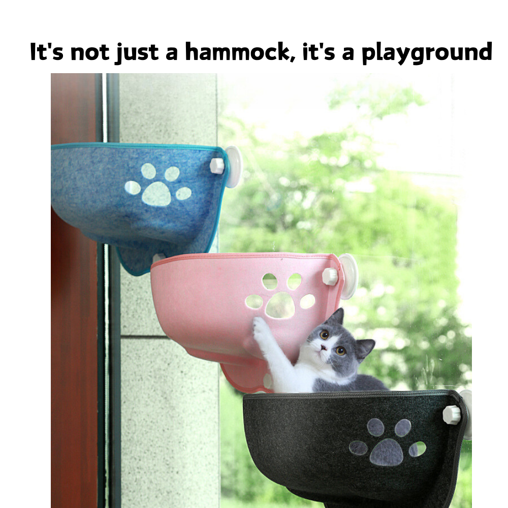 Window Mounted Felt Cat Nest Cute Paw Hollow Pet Hammock Bed With Suction Cup