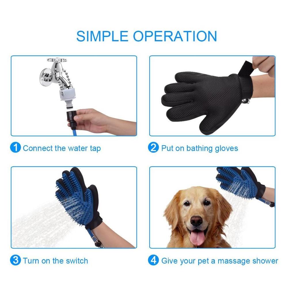 Portable 2 in 1 dog shower brush ,  pet dog shower with 4 Faucet Adapters