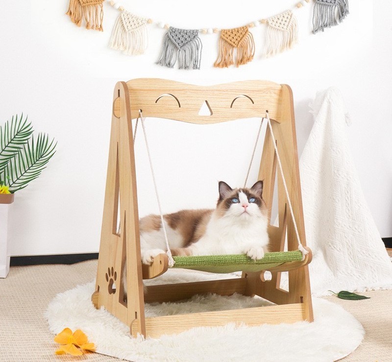 Multi Style Wooden Cat Hammock Sturdy Cat Swing Suitable for Medium and Large Cats