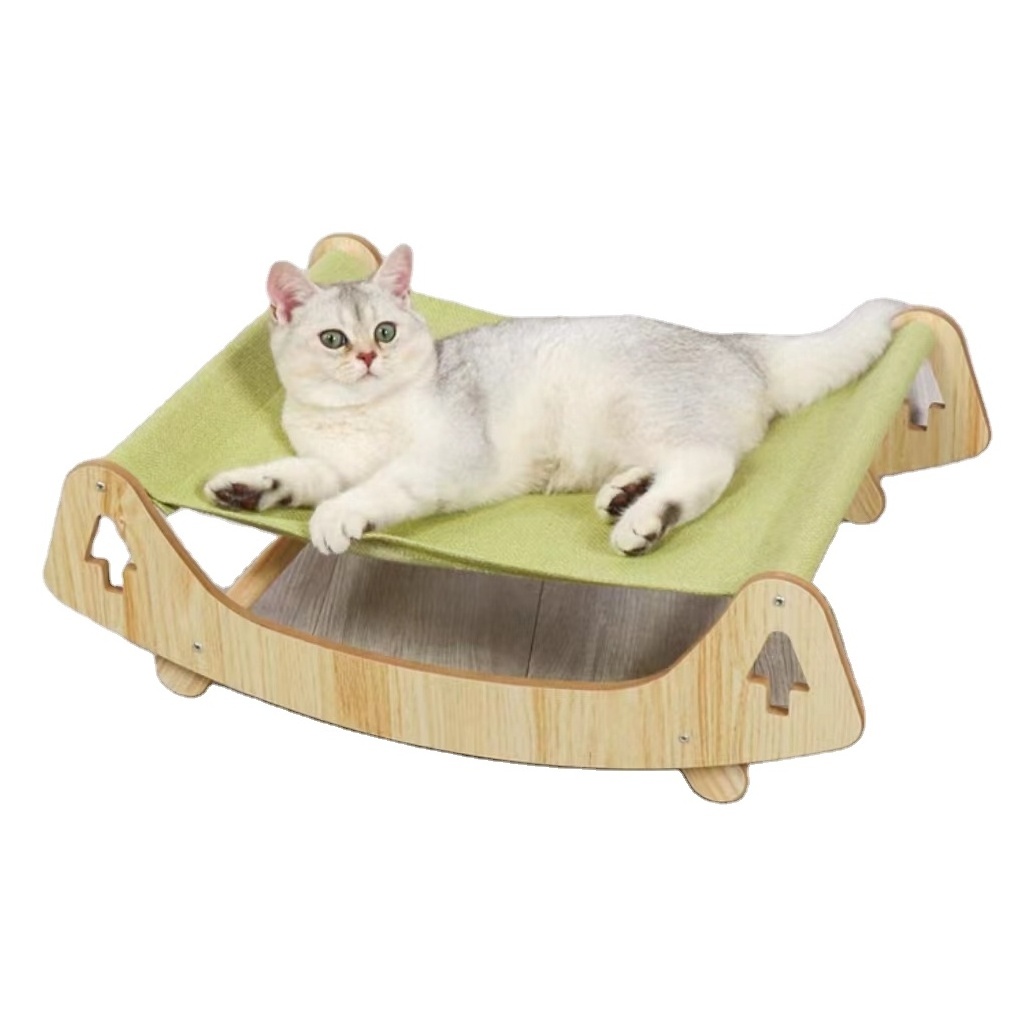 Wooden Elevated Pet Hammock Washable Cat Sleeping Bed Off Ground Swing Chair