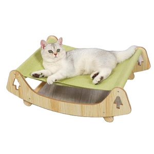 Wooden Elevated Pet Hammock Washable Cat Sleeping Bed Off Ground Swing Chair