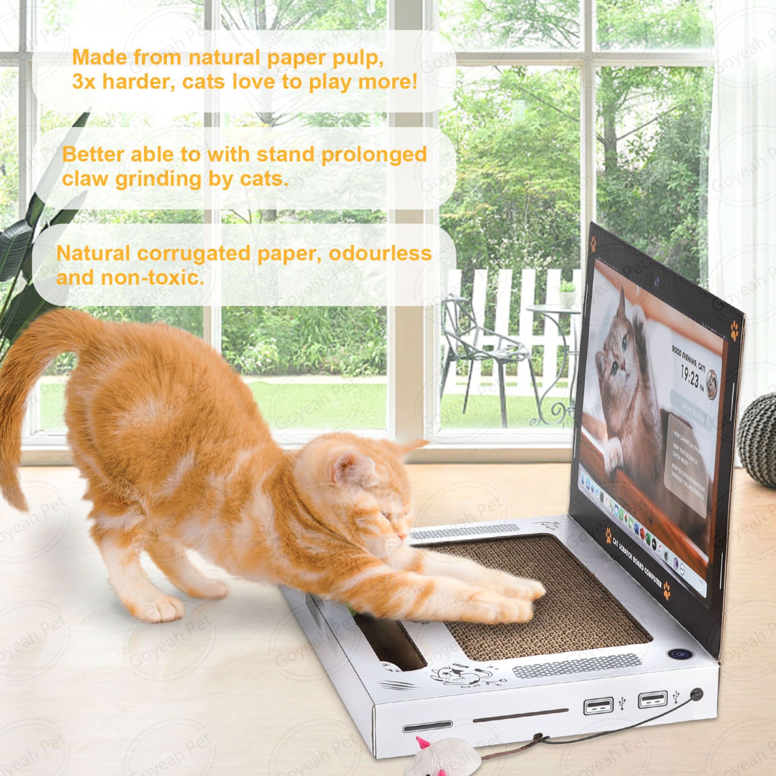 Interactive Laptop Cat Scratching Board Computer Shaped Thicken Corrugated Cat Cardboard