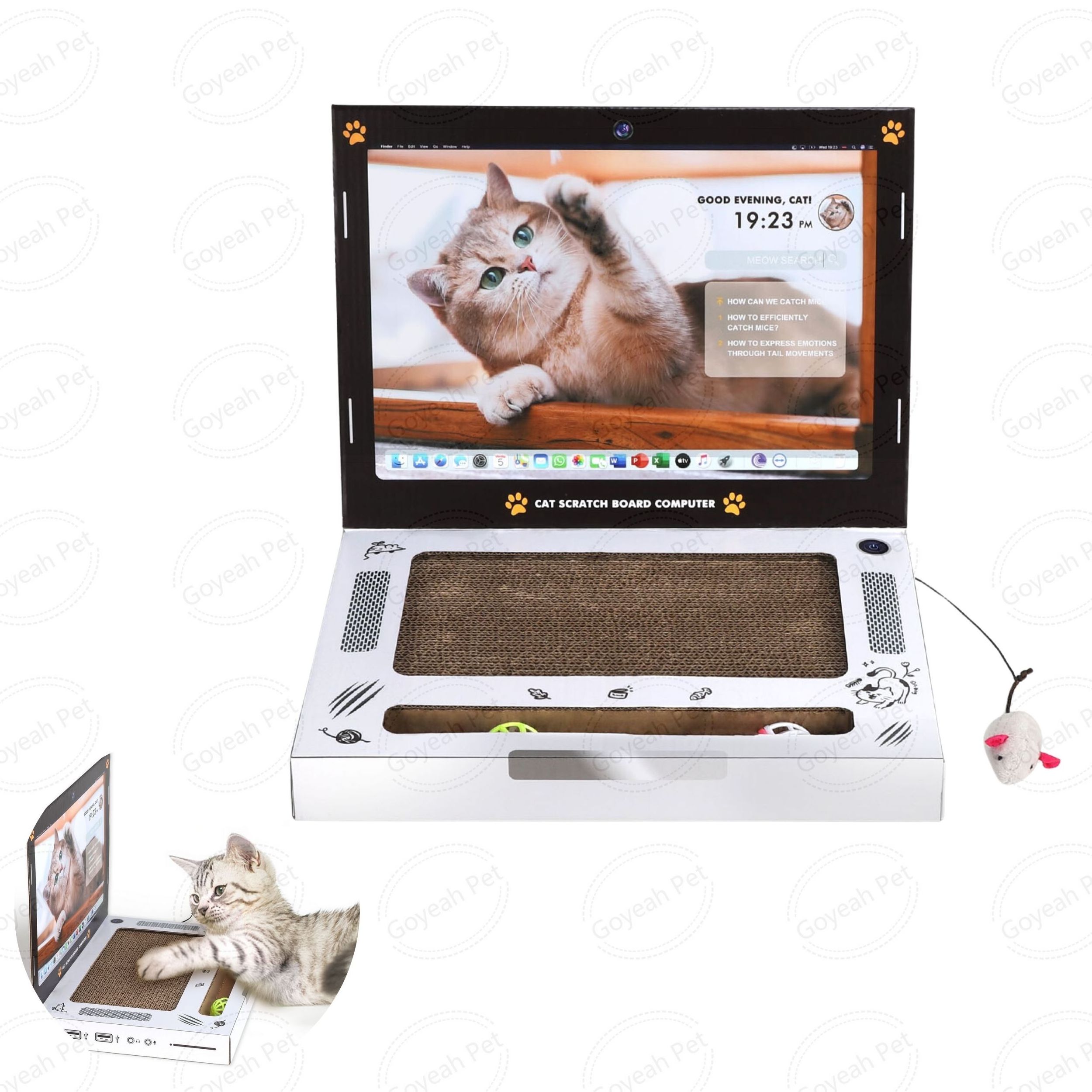 Interactive Laptop Cat Scratching Board Computer Shaped Thicken Corrugated Cat Cardboard