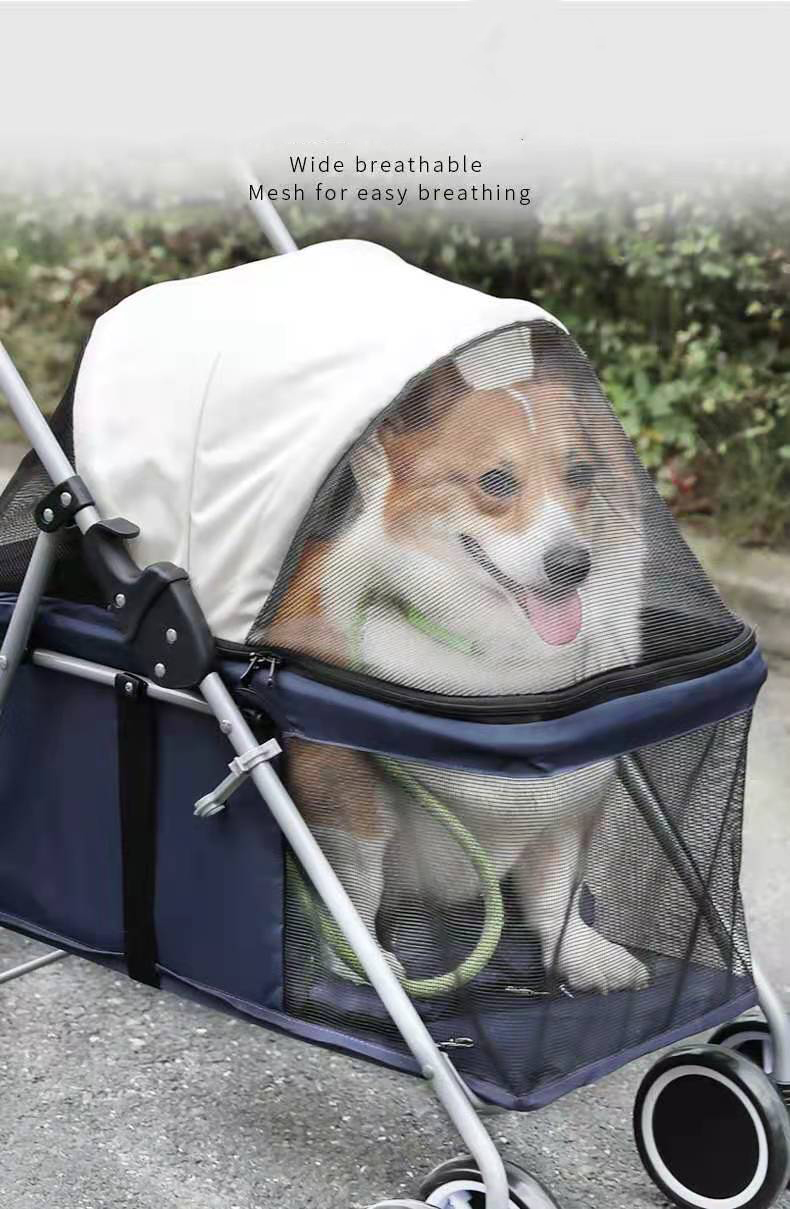 Portable Outdoor Four Wheels Dog Pet Stroller Detachable Lightweight Travel Dog Cat Trolley