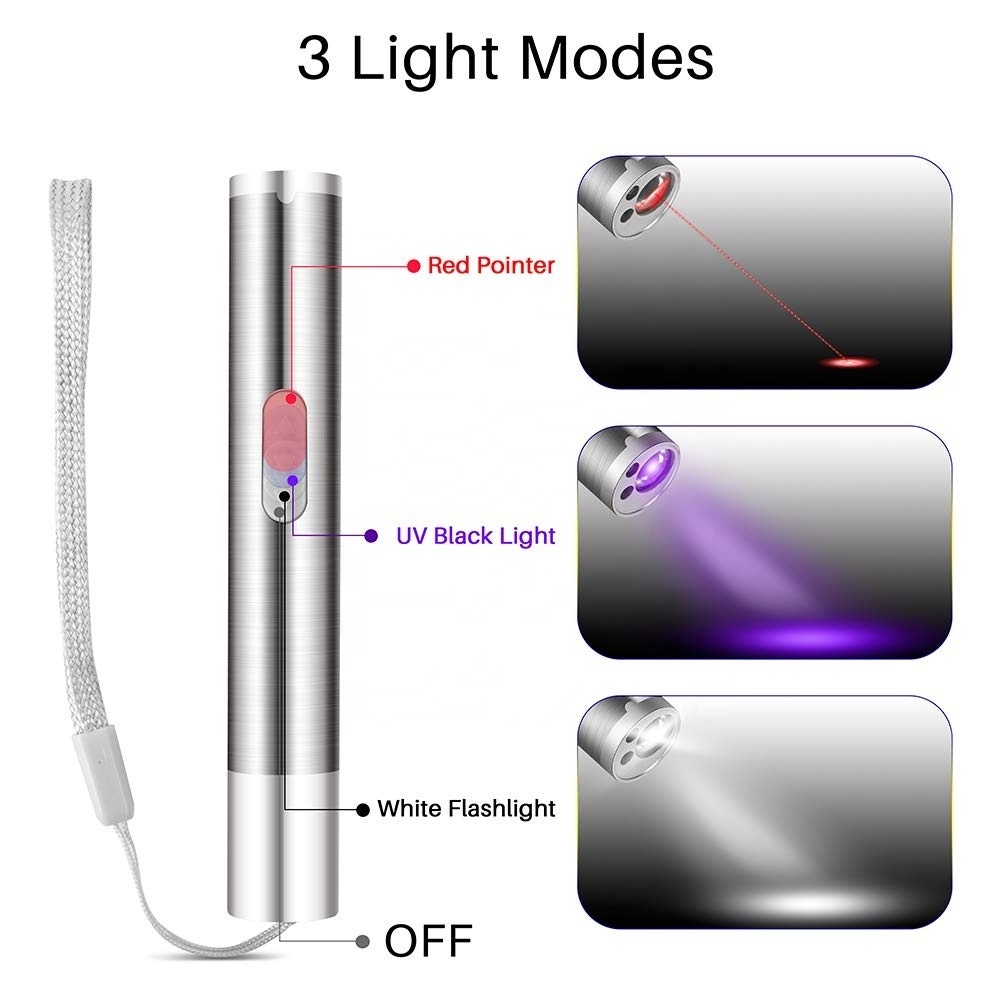 Multifunctional 3 in 1 cat laser pointer toy USB interactive cat laser toy