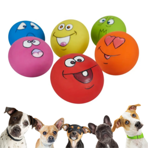 Wholesale Smiley Pet Dog Toys Natural Latex Emotion Squeaky Dog Chew Toy