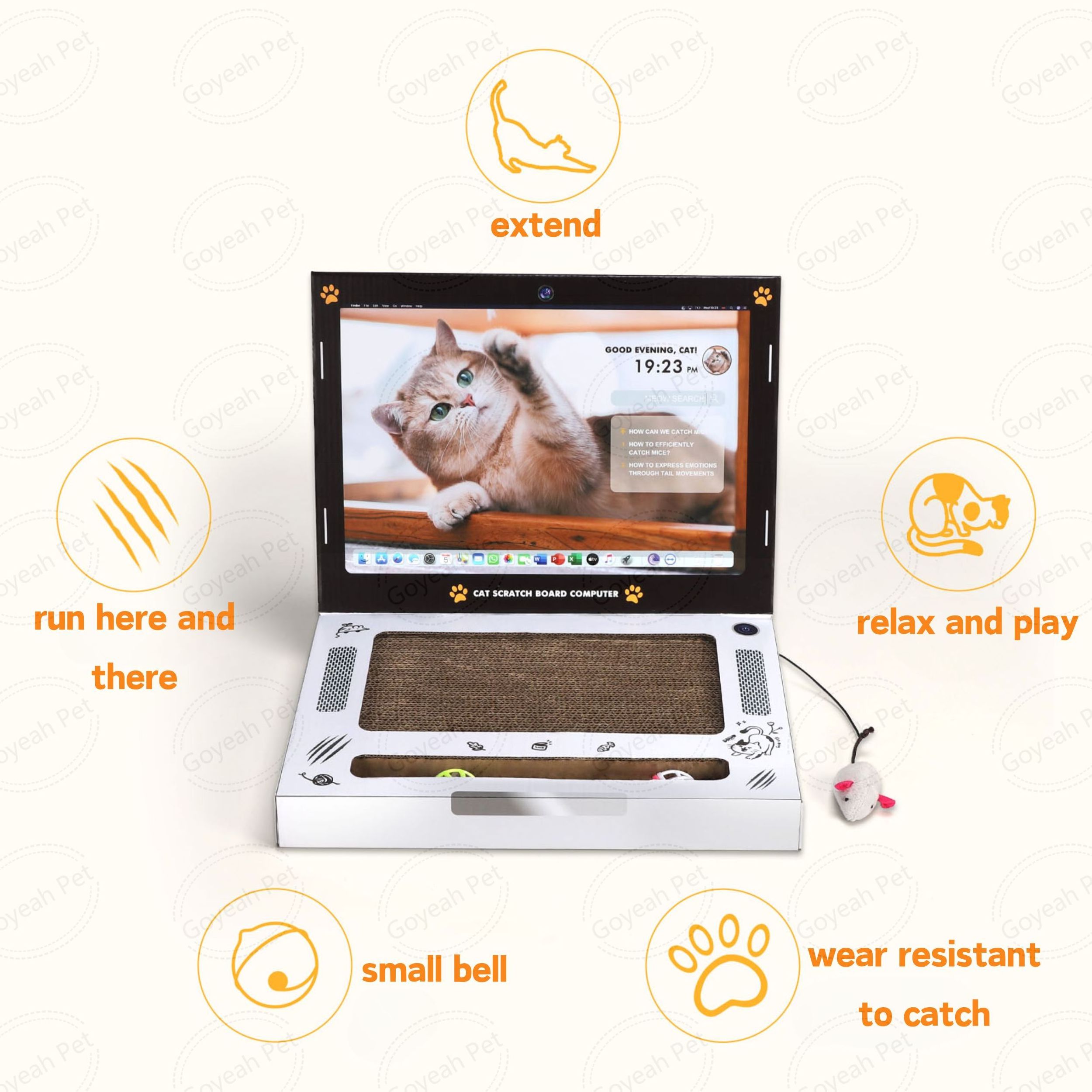 Interactive Laptop Cat Scratching Board Computer Shaped Thicken Corrugated Cat Cardboard